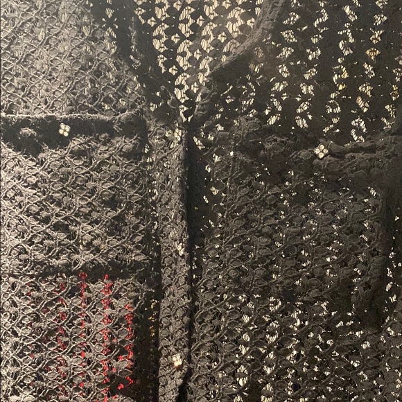 Black Lace Women's blouse size medium beautiful gem buttons - Picture 2 of 4